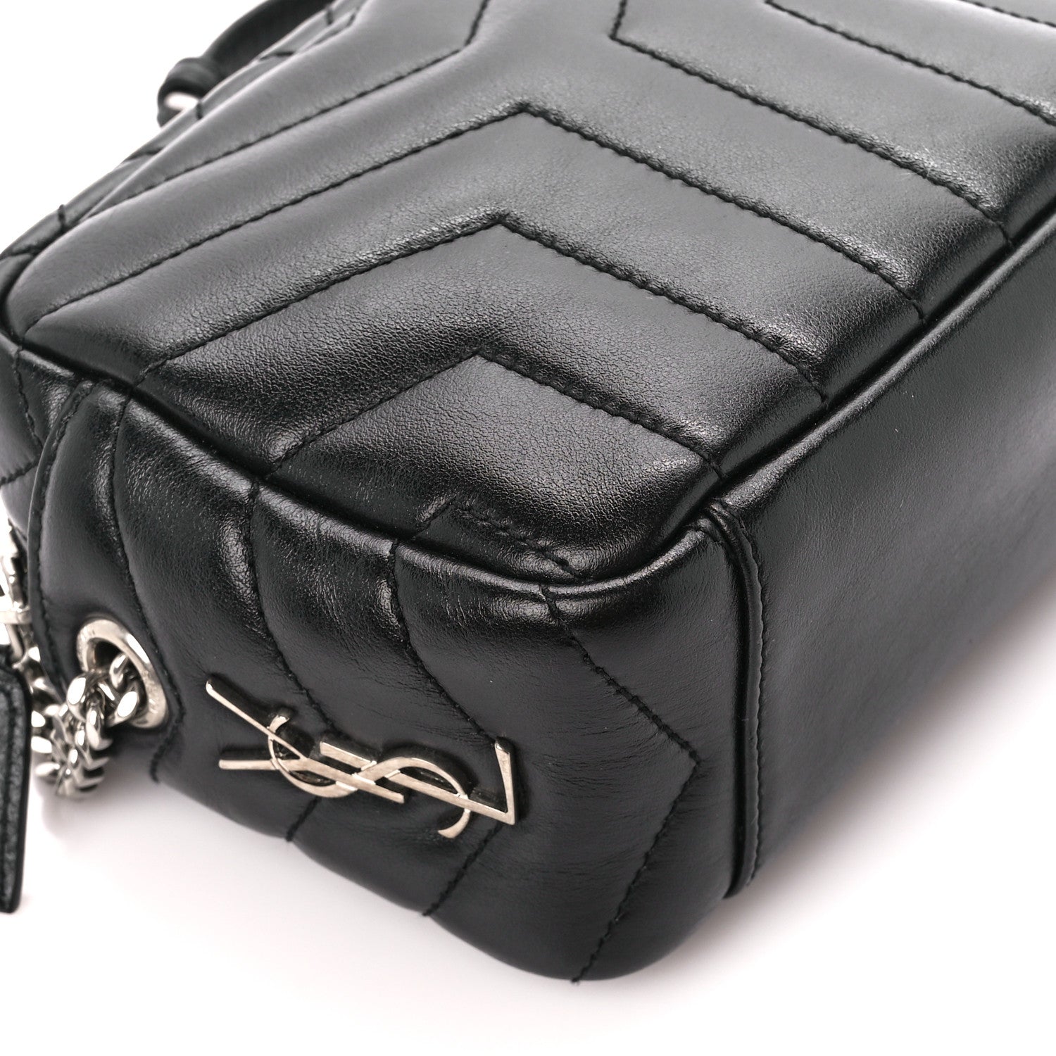 Saint Laurent Calfskin Y Quilted Monogram Mini Loulou Bowling Bag Black 10 of 11