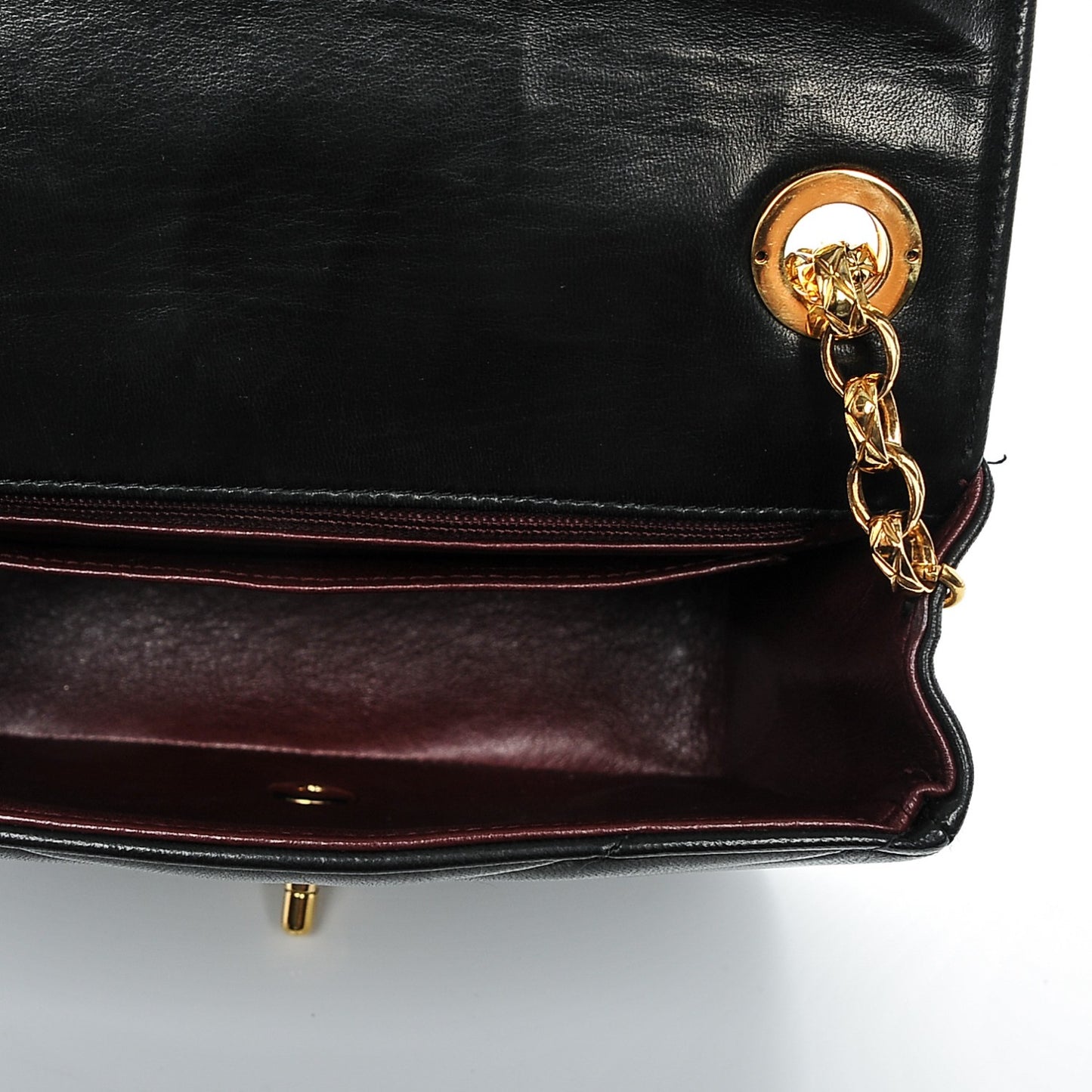 Lambskin Chevron Quilted Mini Square Flap Black