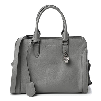 Alexander McQueen Pebbled Calfskin Small Skull Padlock Zip Around Tote Dark Grey 1 of 9