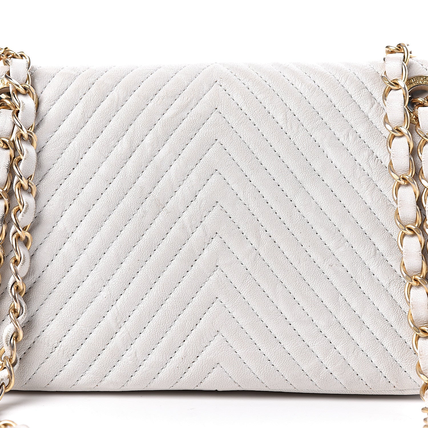 Chanel Calfskin Surpique Chevron Small Flap White 11 of 34