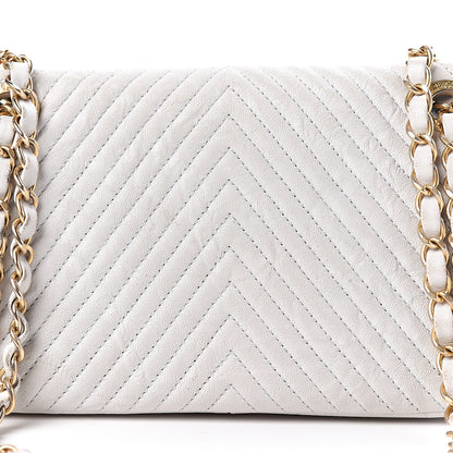 Chanel Calfskin Surpique Chevron Small Flap White 11 of 34