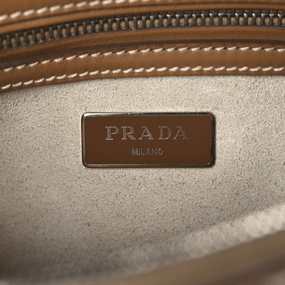 Prada City Calf Mini Hand Stitched Galleria Double Zip Tote Caramel 6 of 10