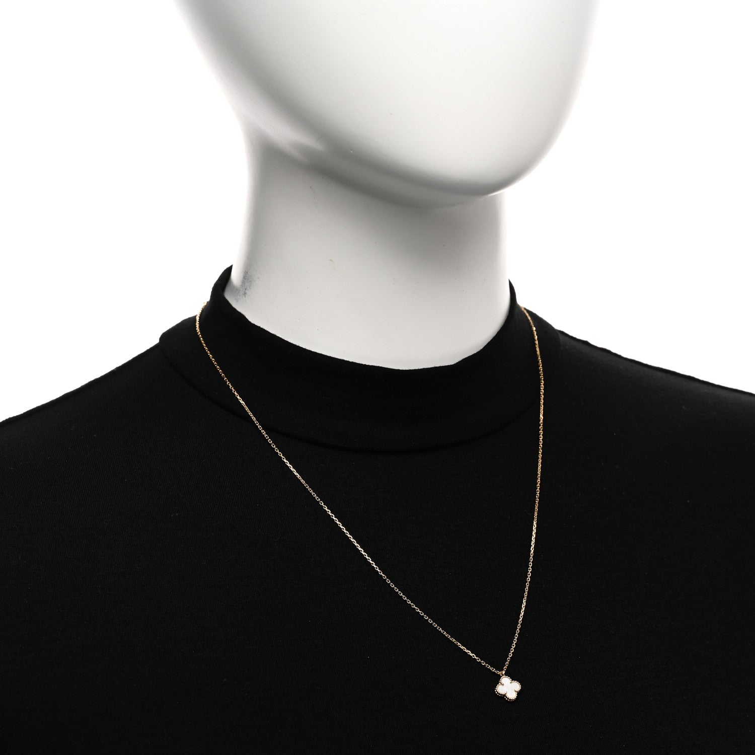 Van Cleef & Arpels 18K Yellow Gold Mother of Pearl Sweet Alhambra Pendant Necklace 2 of 5
