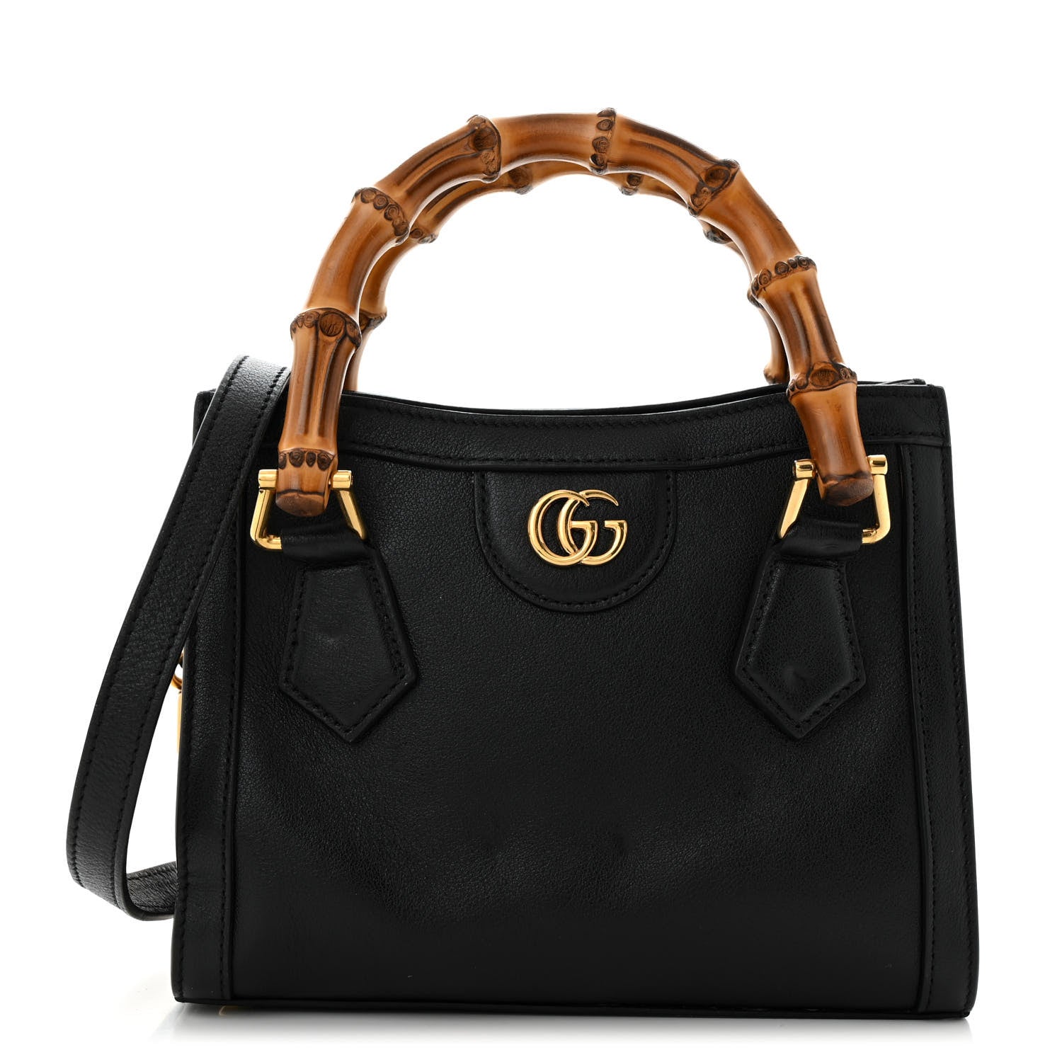 Gucci Wonka Grain Calfskin Mini Diana Tote Bag Black Yellow Fluo 1 of 14