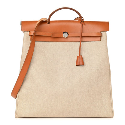 Hermes Vache Hunter Criss Viking Herbag a Dos Retourne Backpack Ecru Beige Naturel 1 of 16