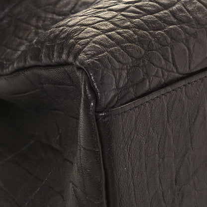 Saint Laurent Calfskin Crocodile Embossed Medium West Hollywood Monogram Fold-Over Grey 8 of 17