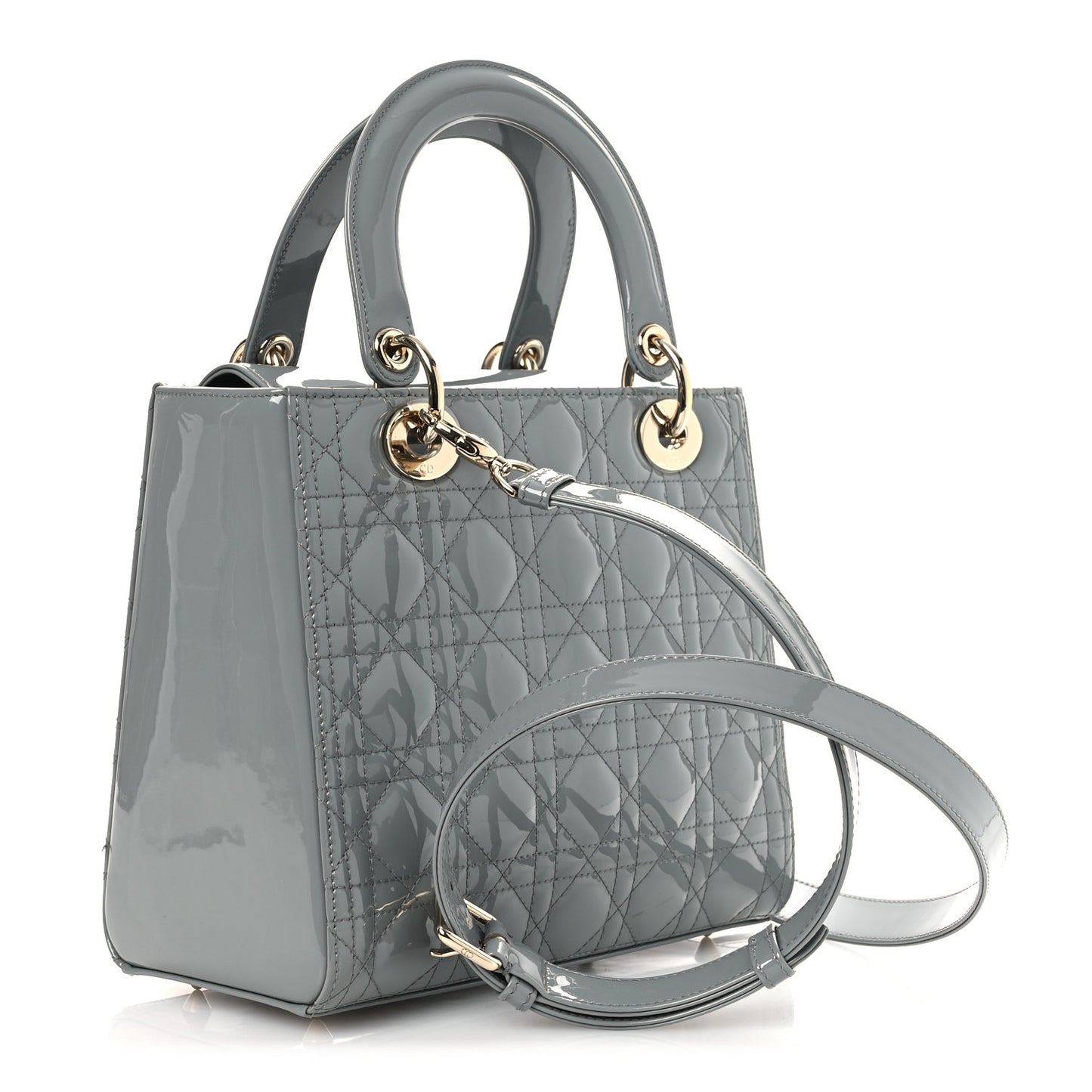 Patent Cannage Medium Lady Dior Grey