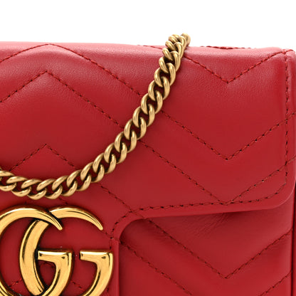 Gucci Calfskin Matelasse Super Mini GG Marmont Shoulder Bag Hibiscus Red 8 of 14