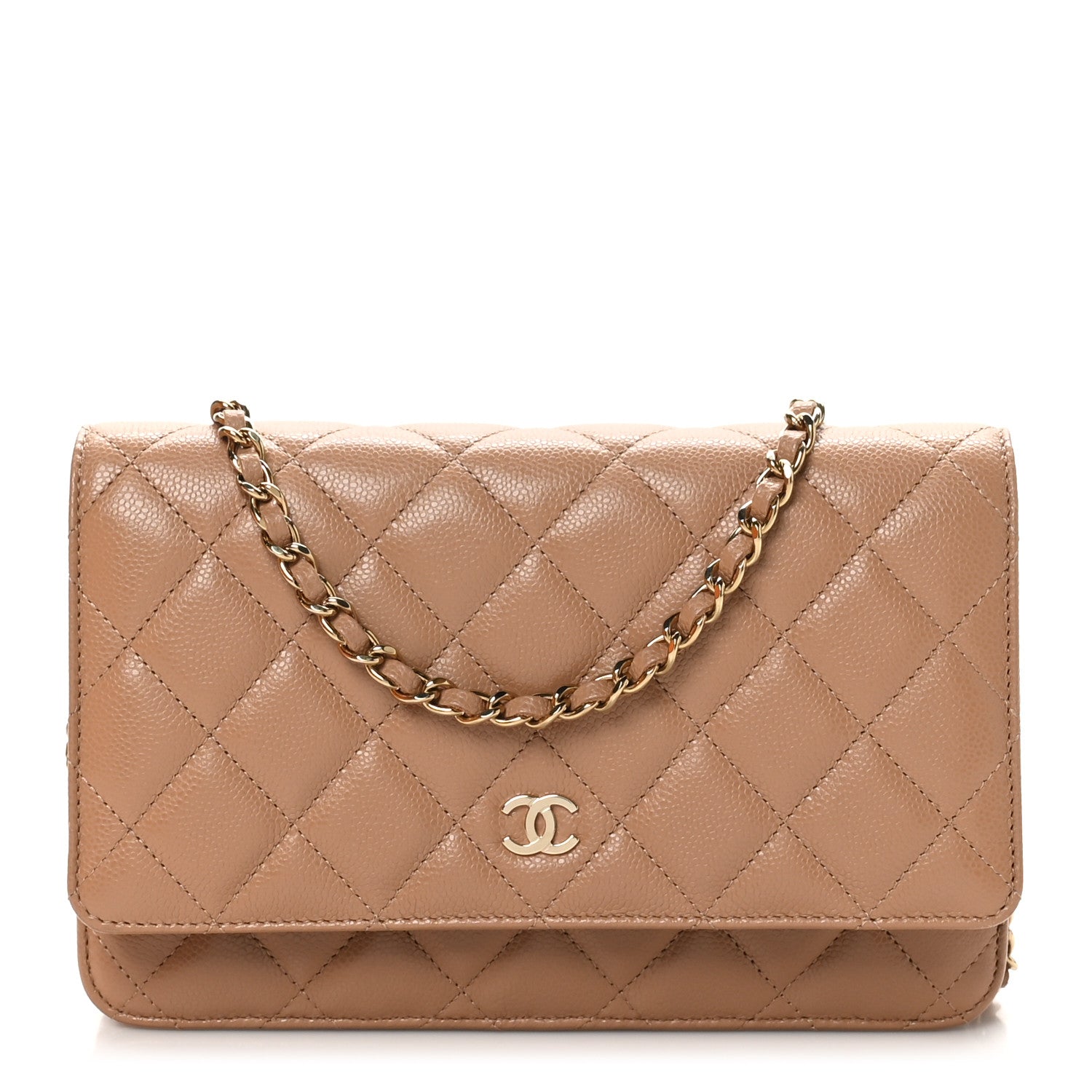 Chanel Caviar Quilted Wallet on Chain WOC Dark Beige 1 of 12