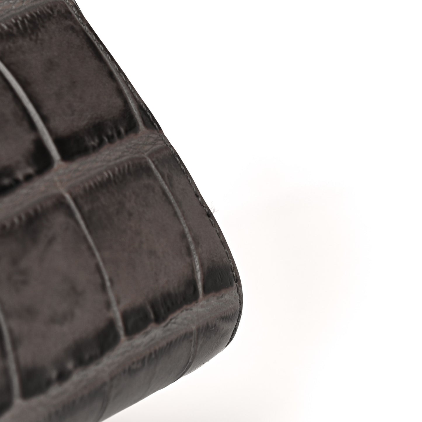 Calfskin Crocodile Embossed 3D Stud Medium Antigona Storm Grey