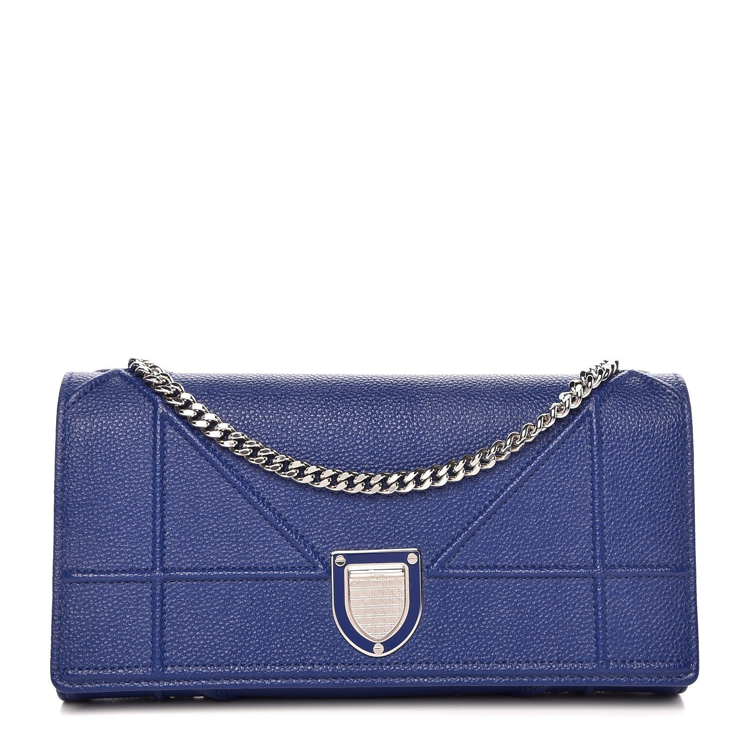 Christian Dior Grained Calfskin Diorama Croisiere Chain Wallet Blue 1 of 7