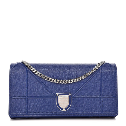 Christian Dior Grained Calfskin Diorama Croisiere Chain Wallet Blue 1 of 7