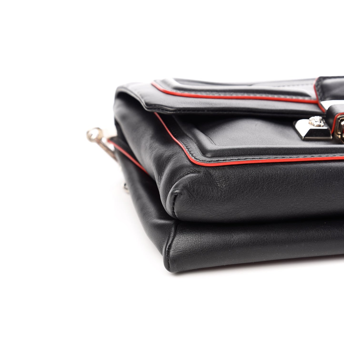Calfskin Palazzo Shoulder Bag Black Red