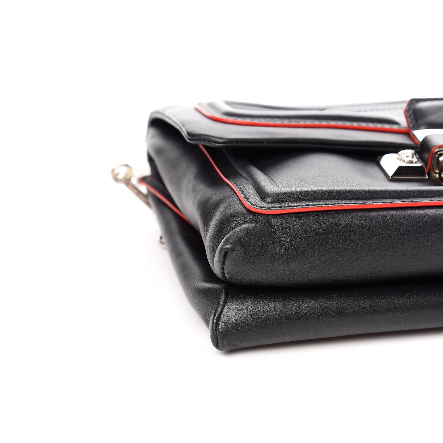 Versace Calfskin Palazzo Shoulder Bag Black Red 7 of 8
