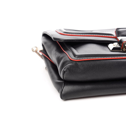 Versace Calfskin Palazzo Shoulder Bag Black Red 7 of 8
