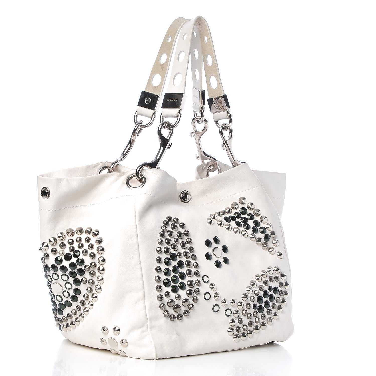 Jimmy Choo Calfskin Studded Lola Tote White 3 of 12