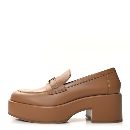 Chanel Calfskin CC Platform Loafers 38 Beige 1 of 9