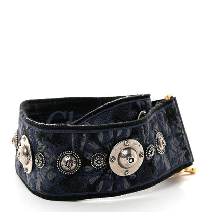 Christian Dior Canvas Embroidered Studded KaleiDiorscopic Adjustable Shoulder Strap Blue 2 of 5