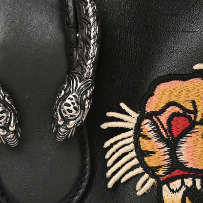 Gucci Calfskin Web Tiger Embroidered Large Dionysus Hobo Black 9 of 11