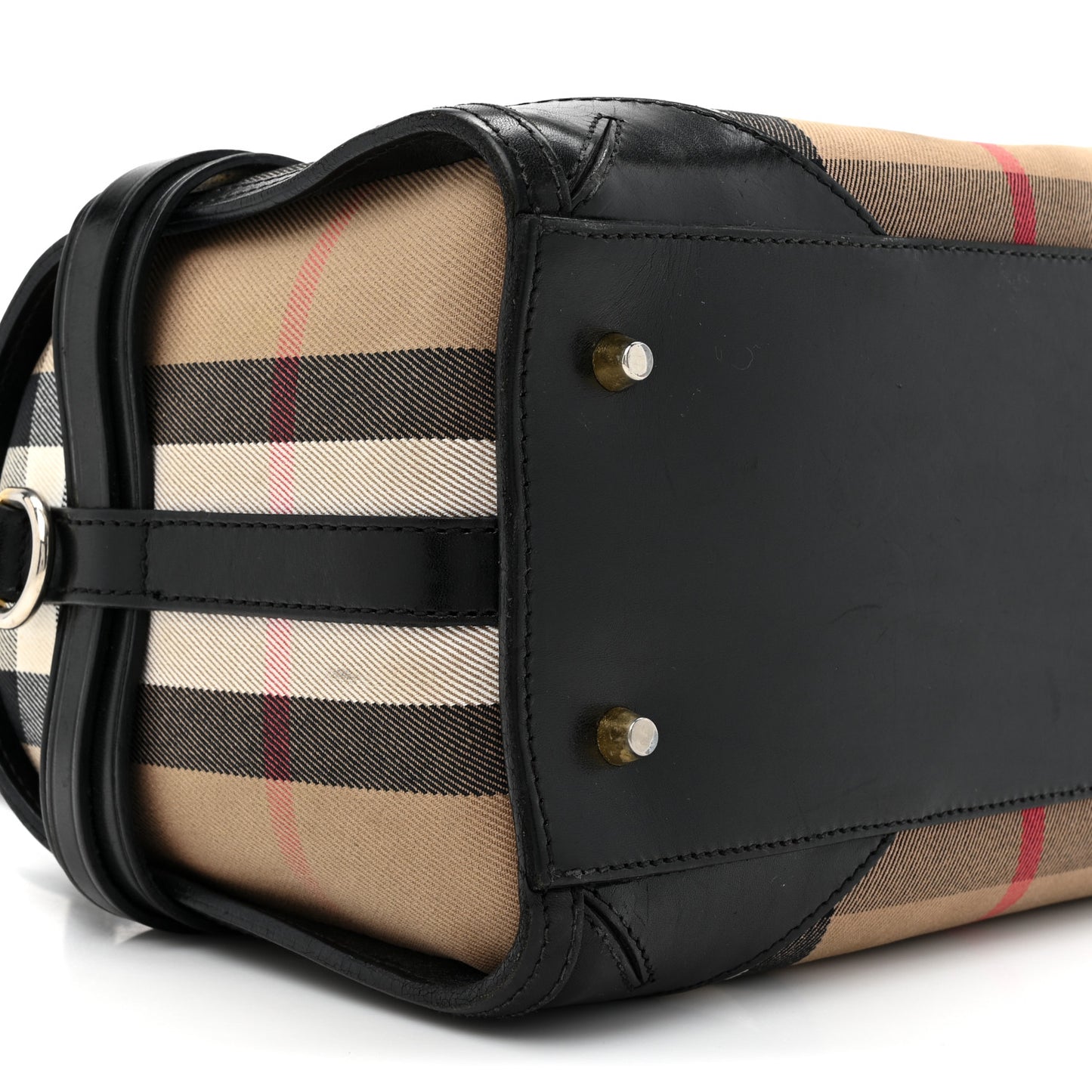 House Check Bridle Calfskin Medium Alchester Bowling Bag Black