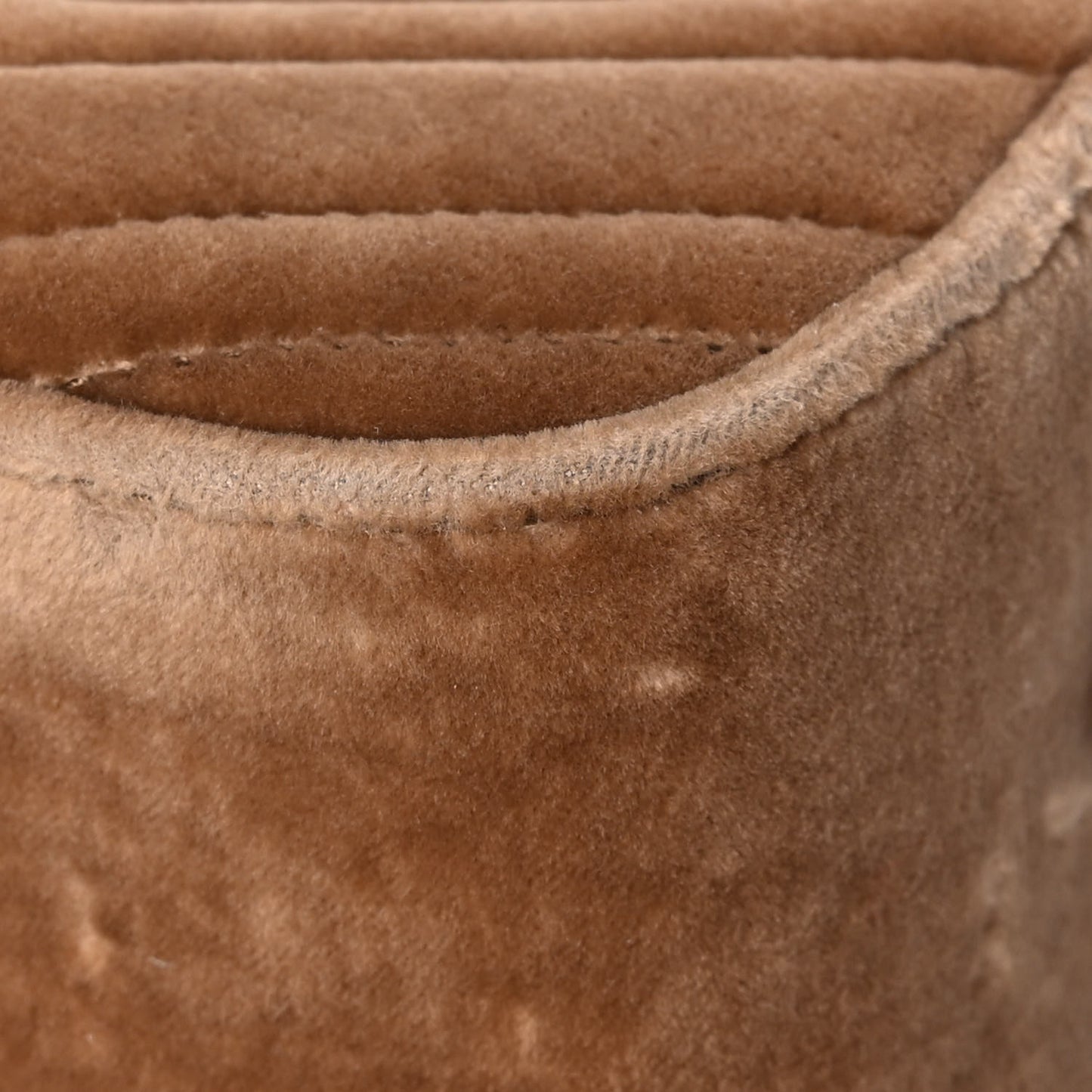 Velvet Matelasse Small GG Marmont Chain Shoulder Bag Taupe