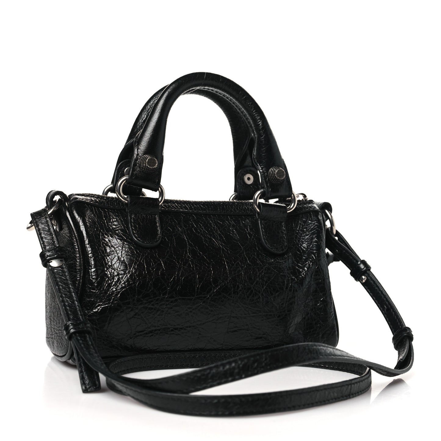 Agneau Arena Crystal Neo Nano Cagole Handbag Black