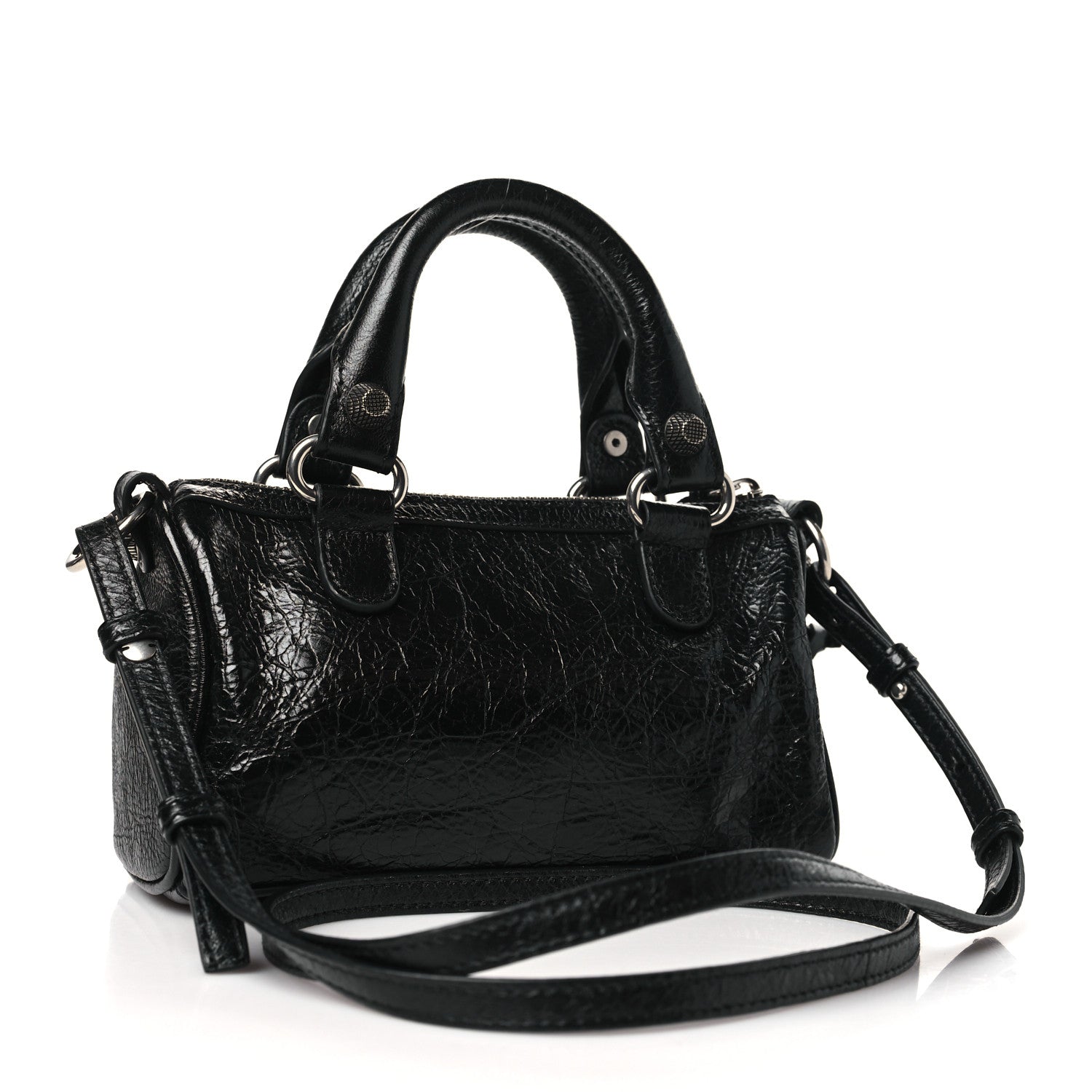 Balenciaga Agneau Arena Crystal Neo Nano Cagole Handbag Black 4 of 12