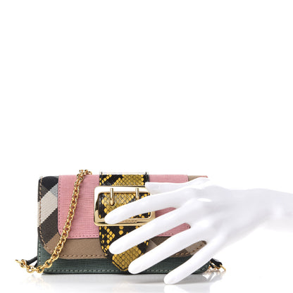 Burberry House Check Python Grainy Calfskin Embossed Mini Buckle Phone Bag Pink 2 of 9