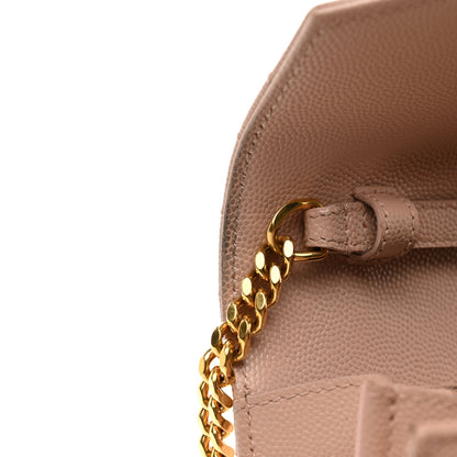 Saint Laurent Grain De Poudre Matelasse Chevron Monogram Chain Wallet Pale Pink 9 of 12