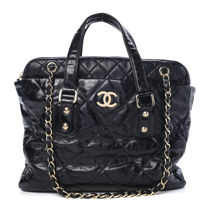 Chanel Glazed Calfskin Lambskin Quilted Portobello Tote Black 1 of 4