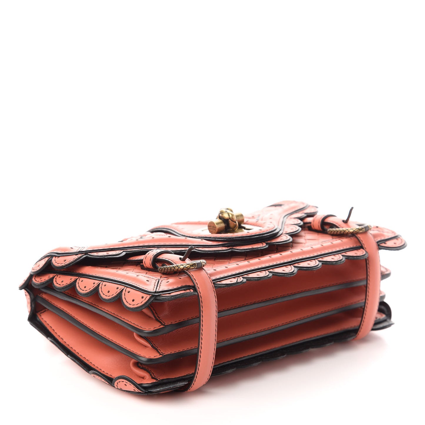 French Calfskin Intrecciato Wingtip City Knot Bag Hibiscus Black