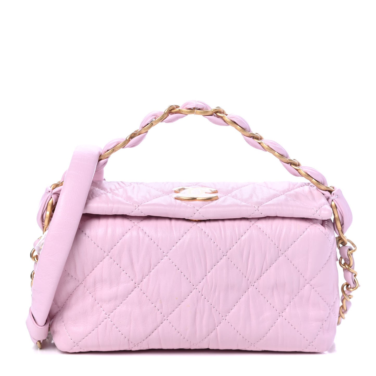 Crumpled Lambskin Quilted Small CC Links Shoulder Bag Pink