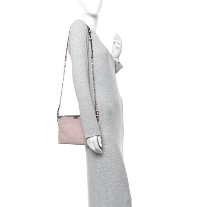 Burberry Signature Grain Calfskin Check Embossed Peyton Crossbody Clutch Bag Pale Orchid 2 of 11