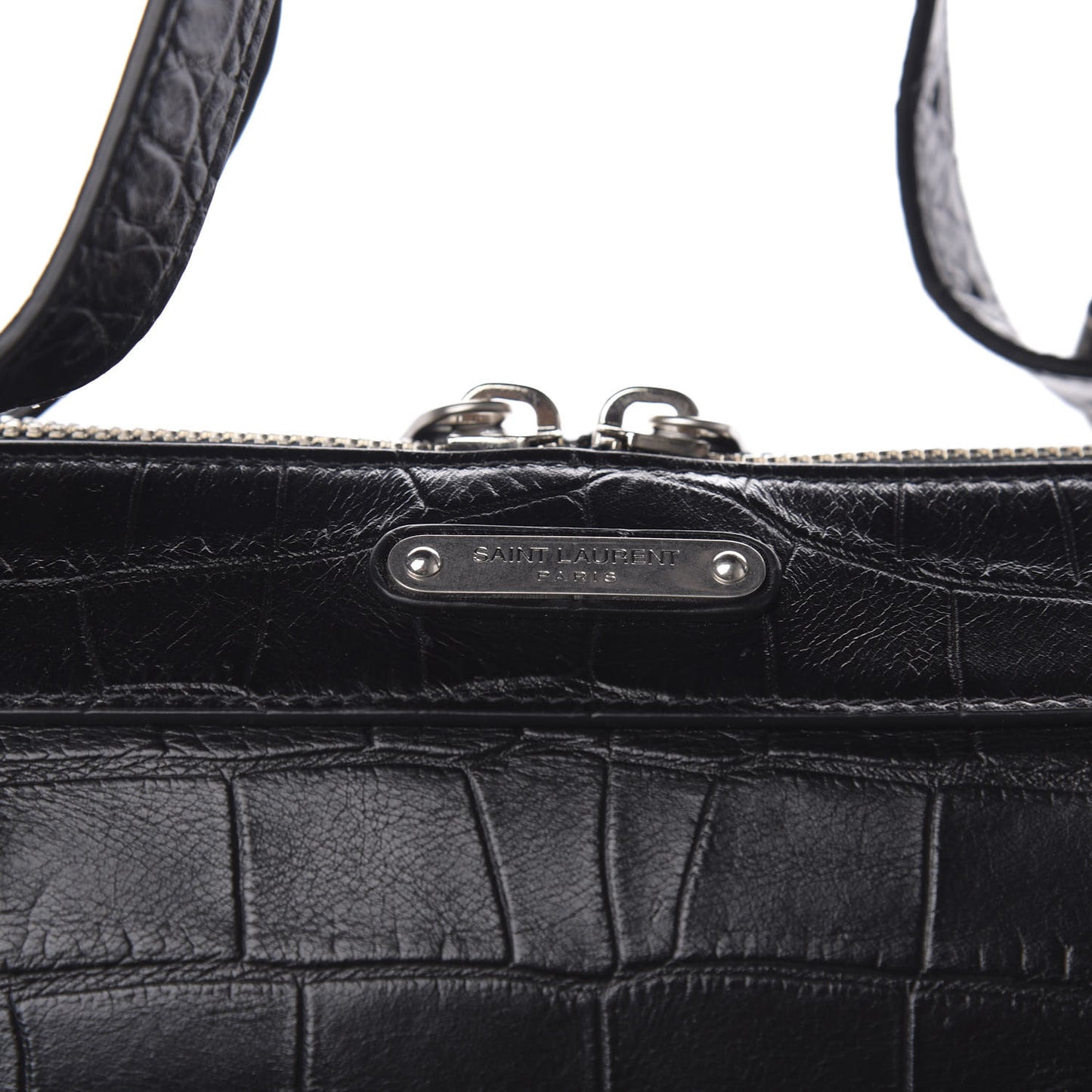Calfskin Crocodile Embossed ID Bag Black