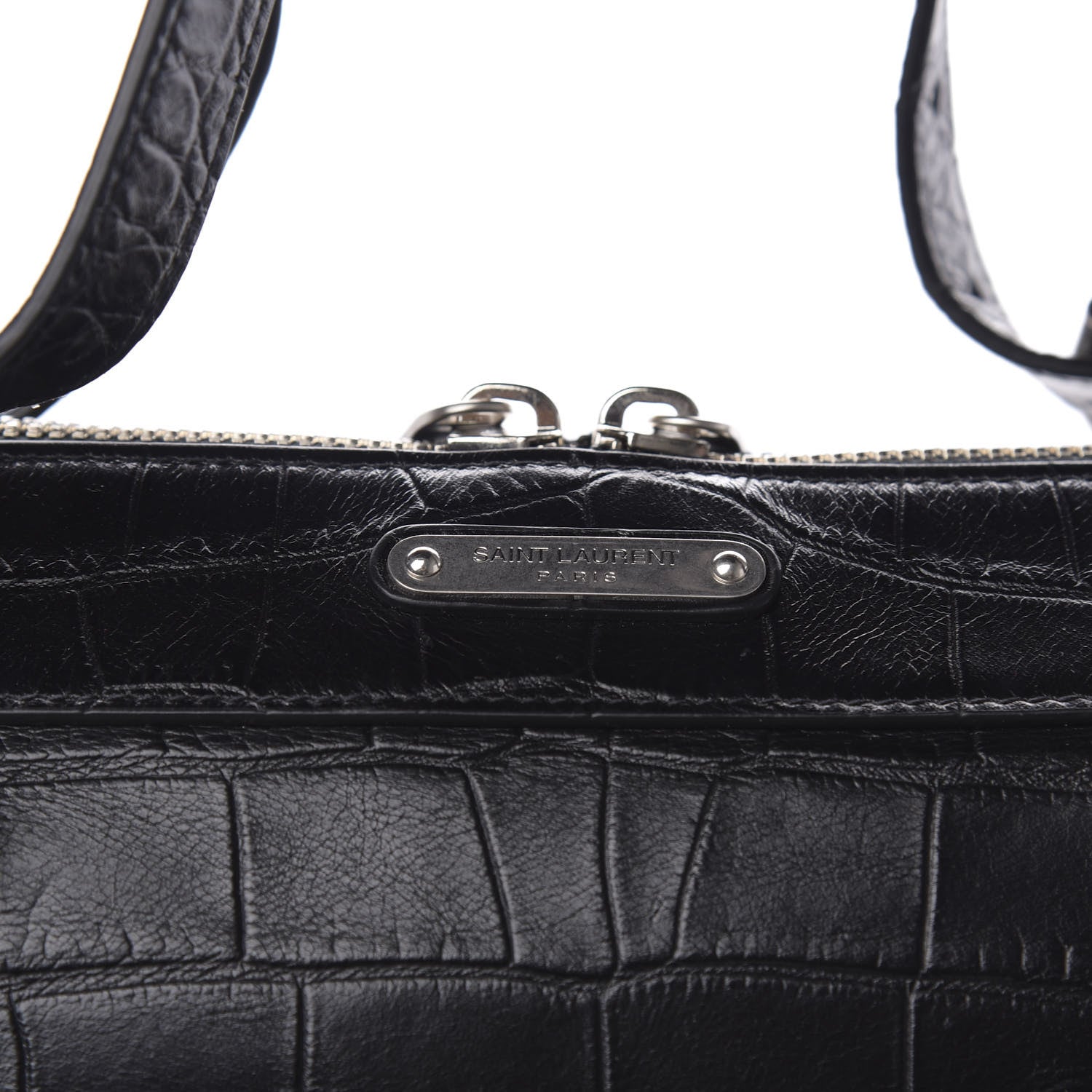 Saint Laurent Calfskin Crocodile Embossed ID Bag Black 11 of 11