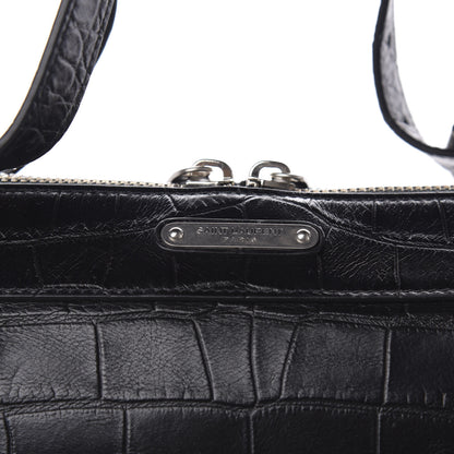 Saint Laurent Calfskin Crocodile Embossed ID Bag Black 11 of 11