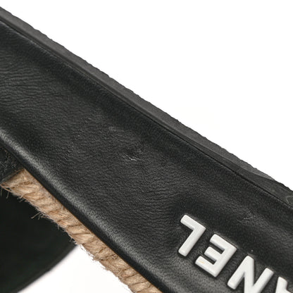 Chanel Lambskin Quilted CC Mules Sandals 39 Black White 11 of 12