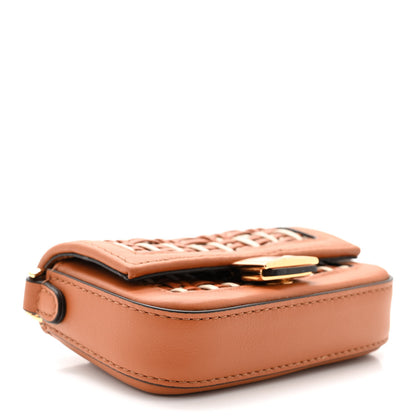 Fendi Nappa Vitello Grace Micro FF Intreccio Nano Baguette Charm Brandy Camelia 4 of 10