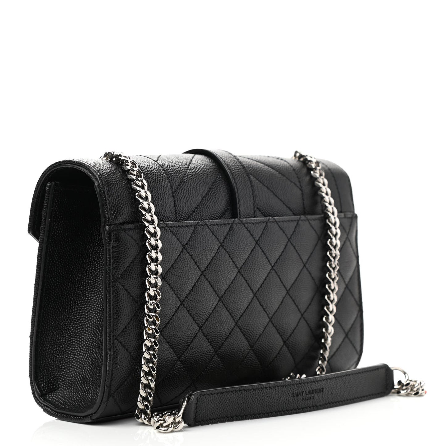 Grain De Poudre Textured Mixed Matelasse Triquilt Small Monogram Satchel Black