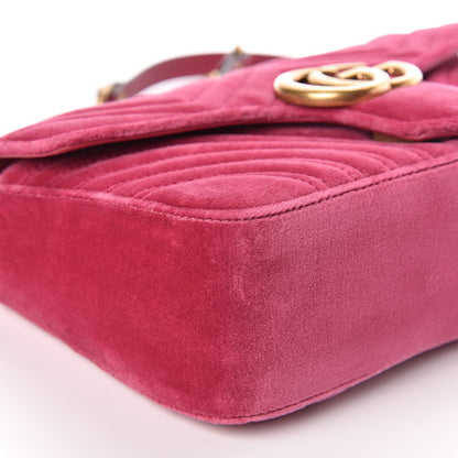 Gucci Velvet Matelasse Small GG Marmont Shoulder Bag Light Raspberry Rose 8 of 11