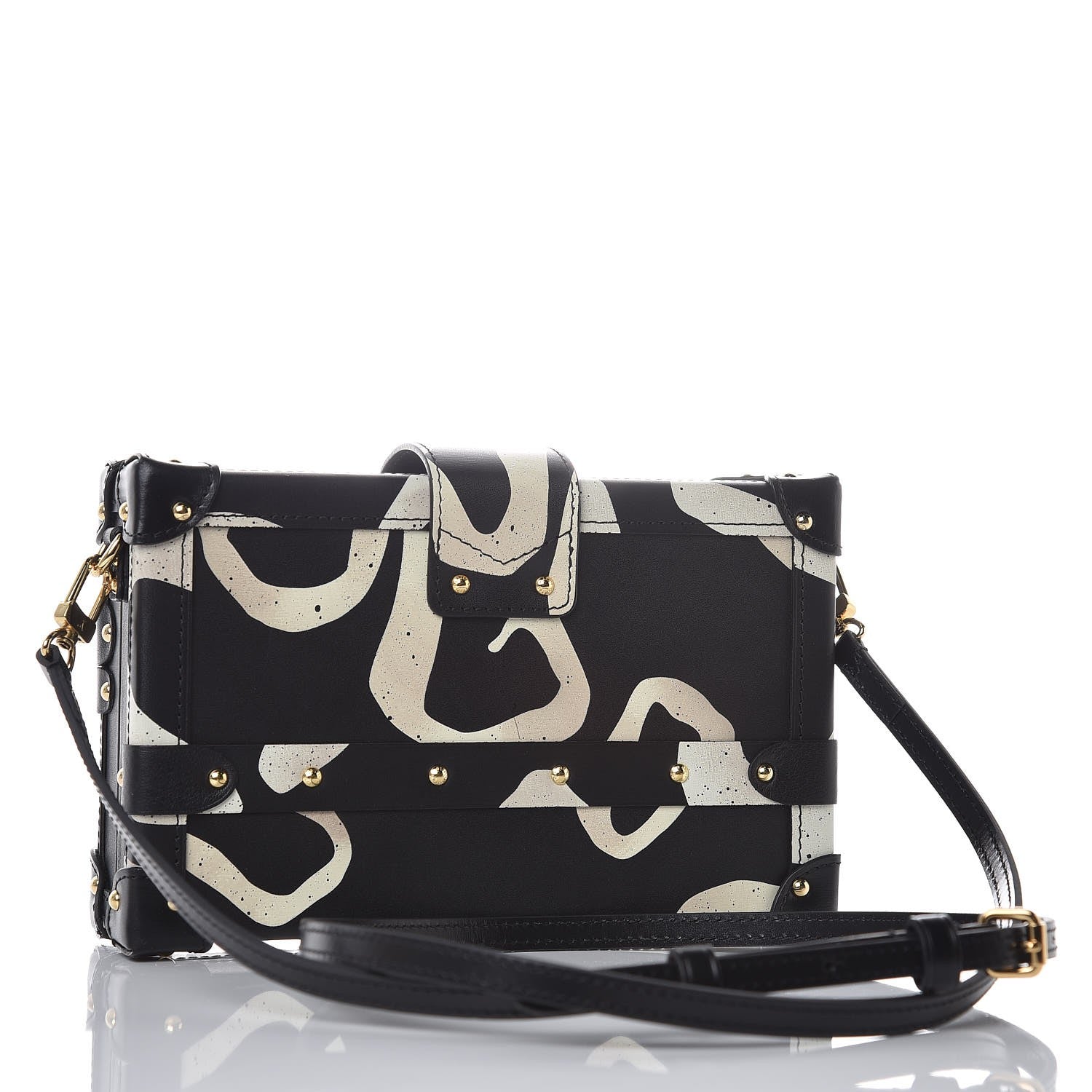 Louis Vuitton Calfskin Petite Malle Black White 3 of 6