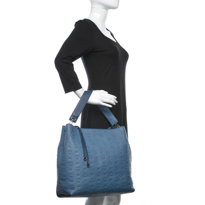 MCM Calfskin Ottomar Monogram Large Klara Hobo Luft Blue 3 of 10