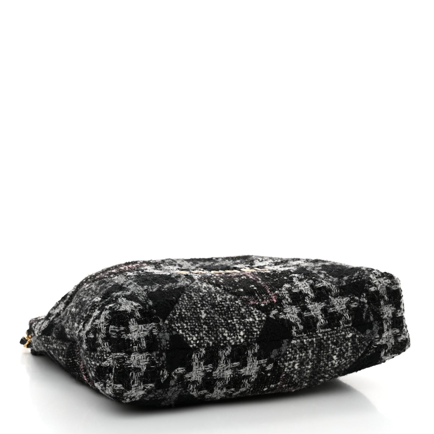 Tweed Patchwork Quilted Chanel 22 Black Grey Pink