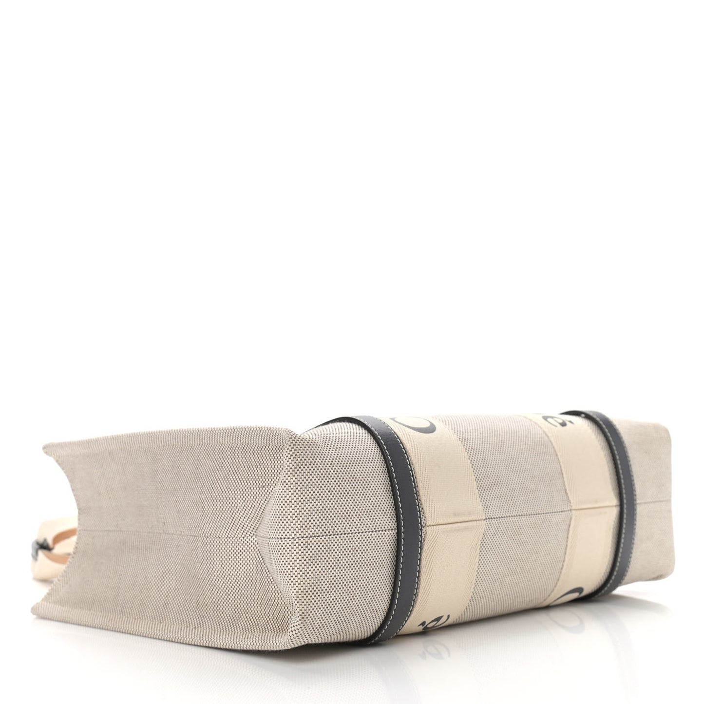 Cotton Calfskin Medium Woody Ribbon Tote White Black