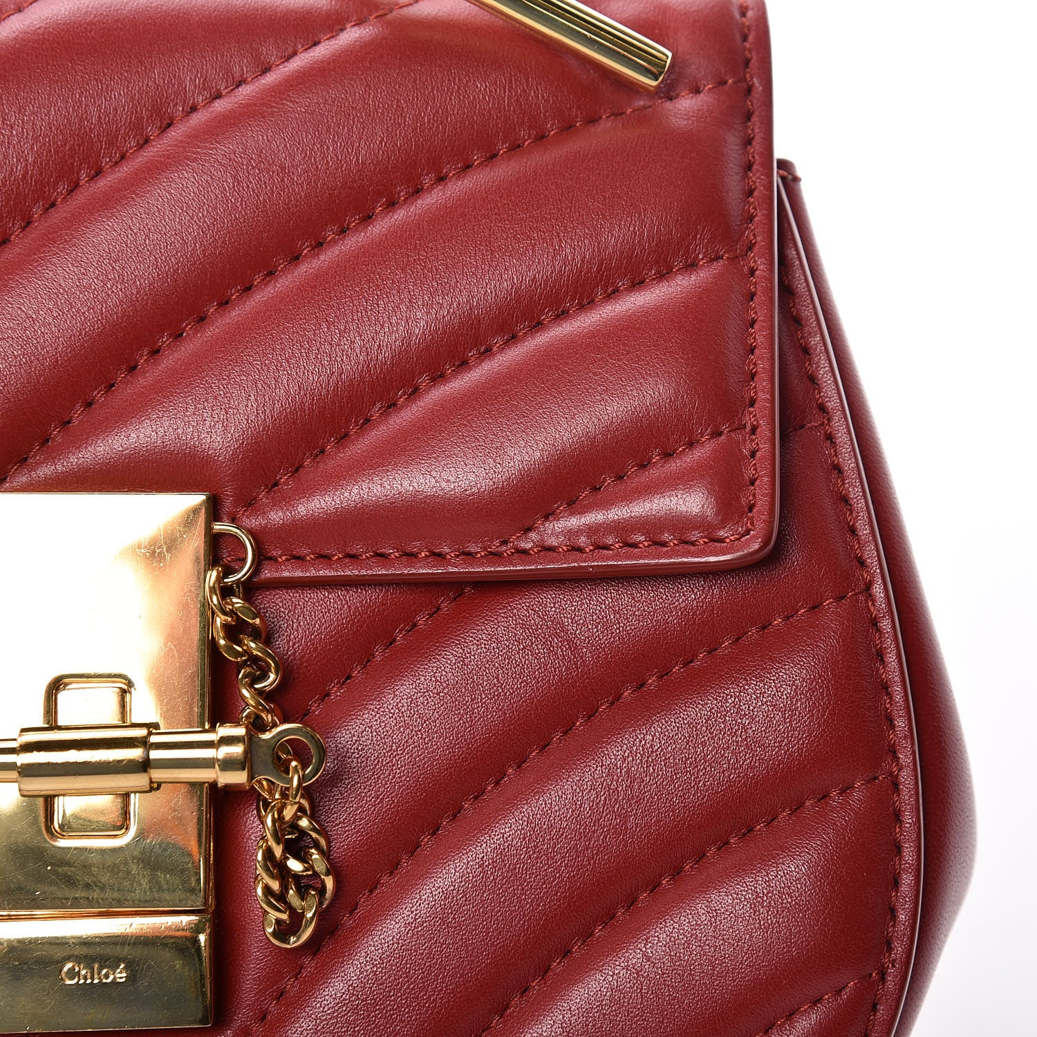 Chloe Calfskin Quilted Mini Drew Bijou Shoulder Bag Dahlia Red 10 of 13