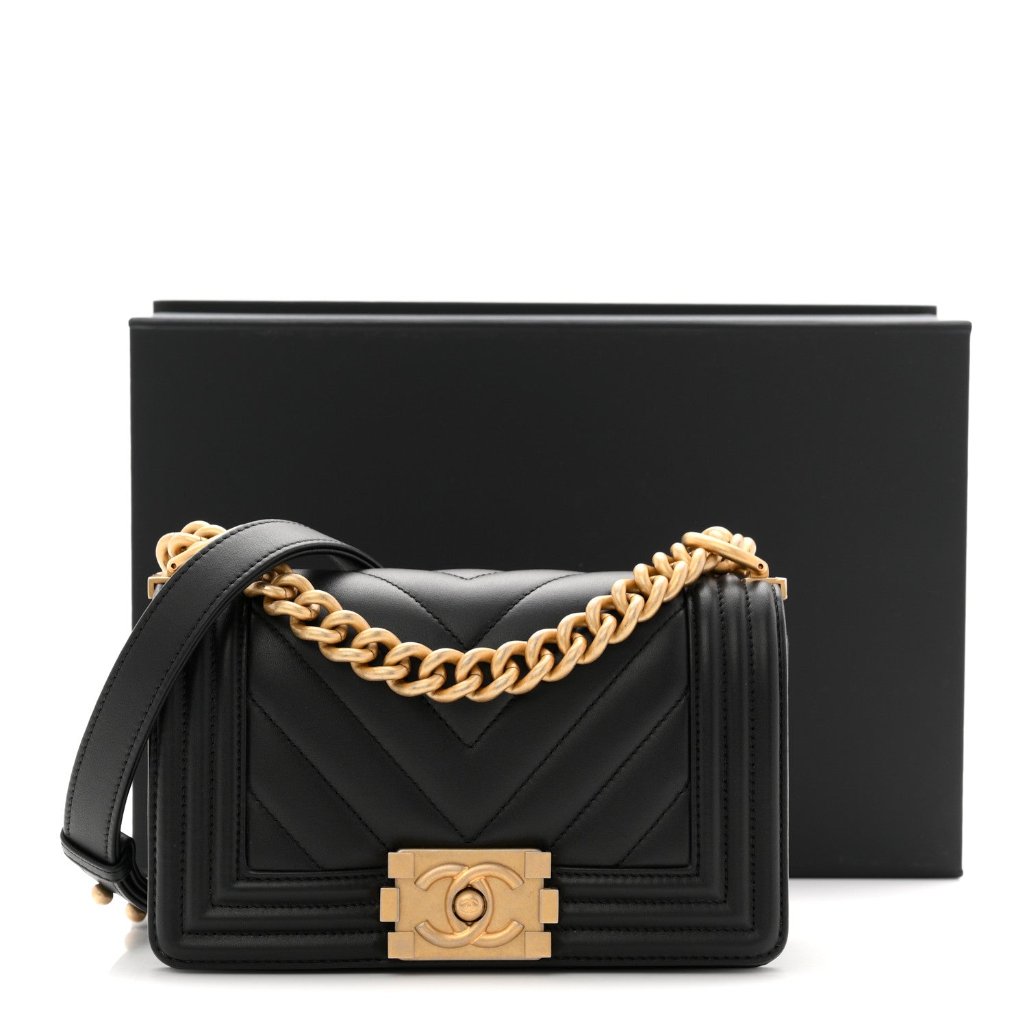 Chanel Calfskin Chevron Quilted Small Boy Flap Black 11 of 11