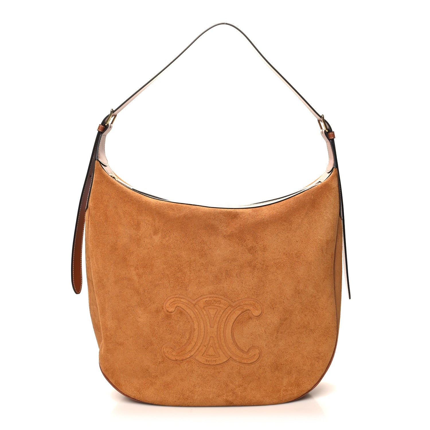 Celine Suede Calfskin Large Triomphe Heloise Shoulder Bag Tobacco 1 of 13