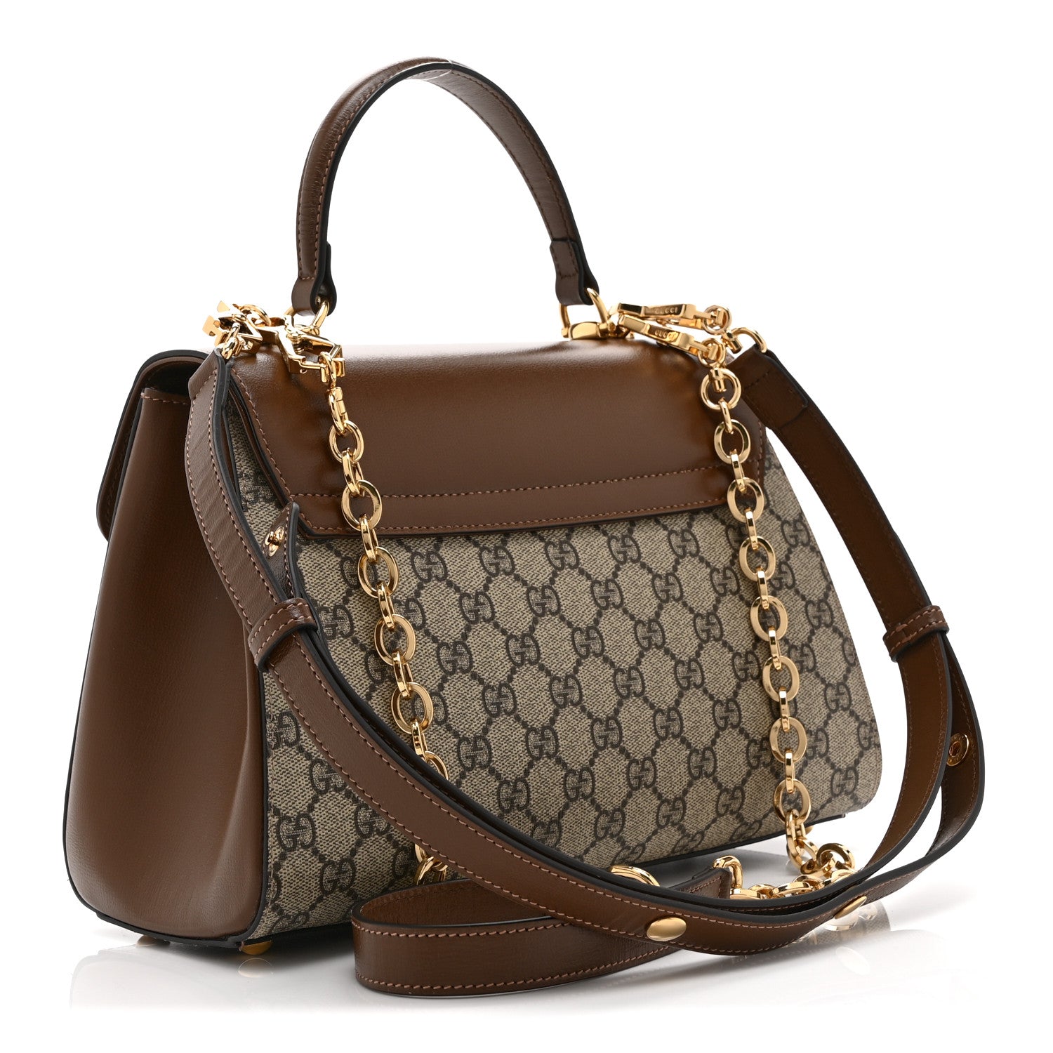 Gucci GG Supreme Monogram Calfskin Medium Horsebit 1955 Top Handle Bag Beige Ebony Brown Sugar 3 of 11
