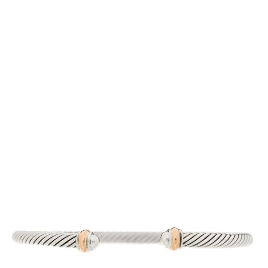 Sterling Silver 18K Rose Gold 4mm Cable Classics Bracelet