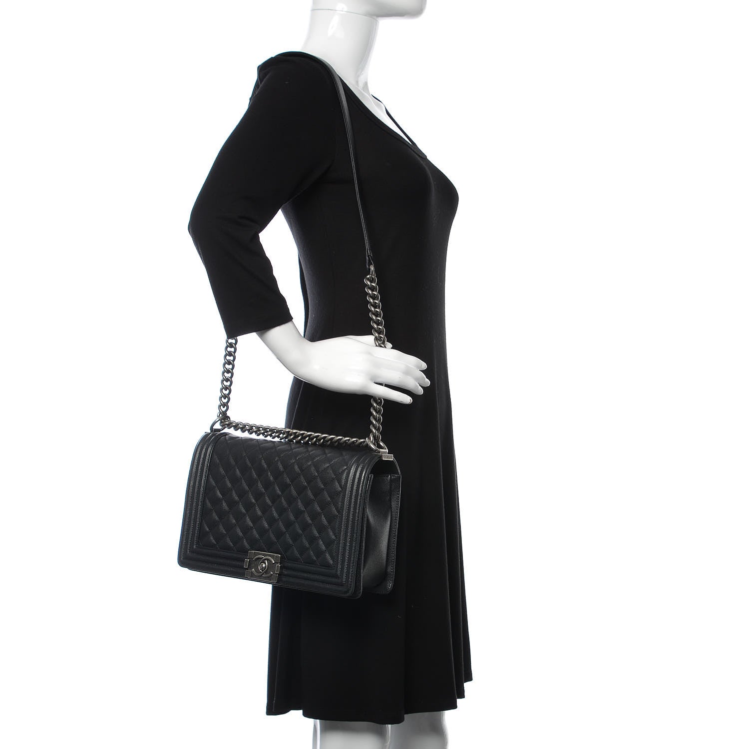 Chanel Caviar Quilted New Medium Boy Flap Black 2 of 10